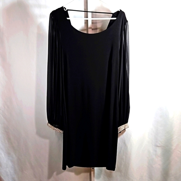 Bisou Bisou Dresses & Skirts - Bisou Bisou Size 14 Womens Black Dress With Bejeweled Sleeves